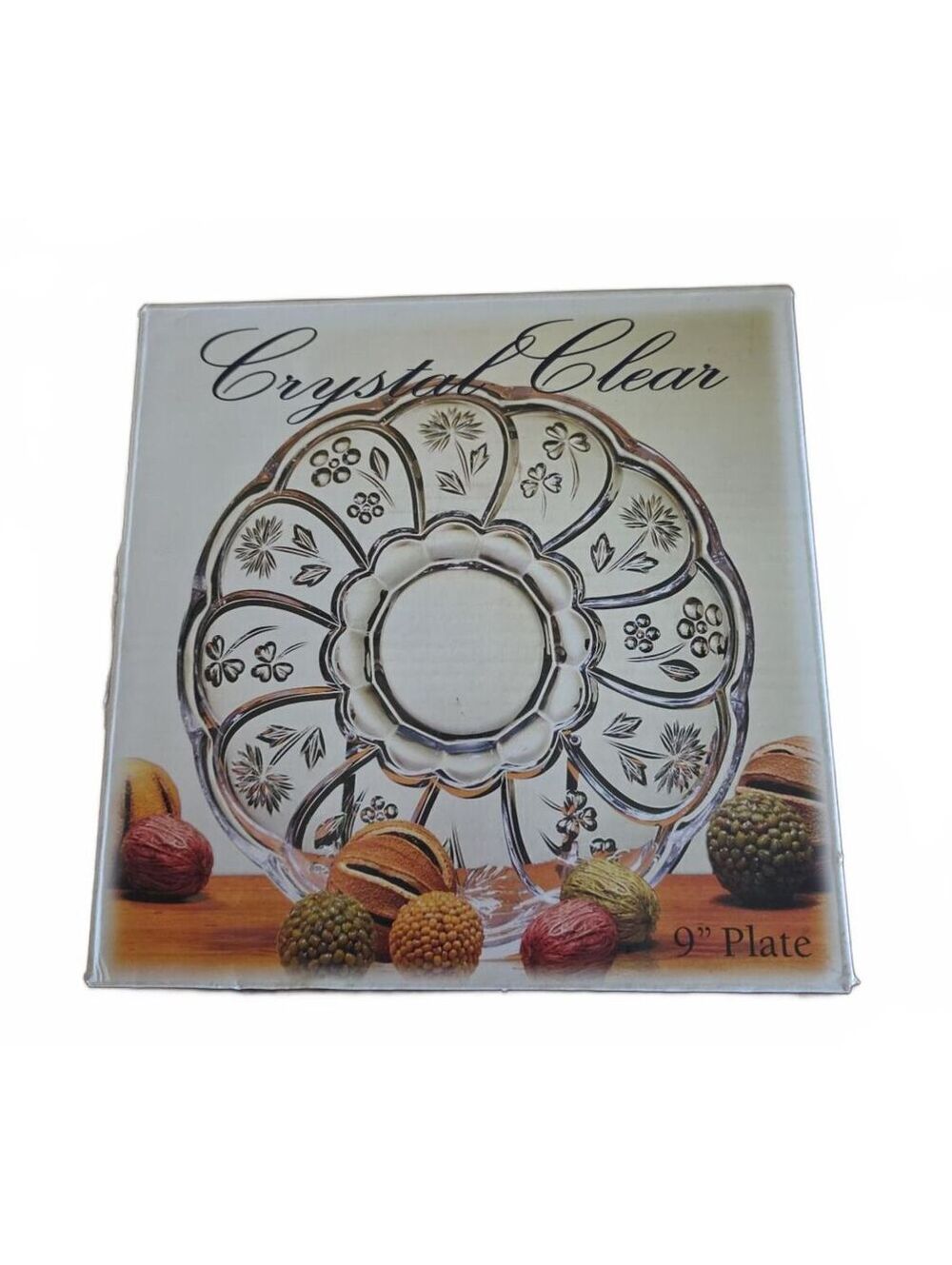 Vintage Crystal Clear "Thistle" 9" Glass Serving Dish Plate